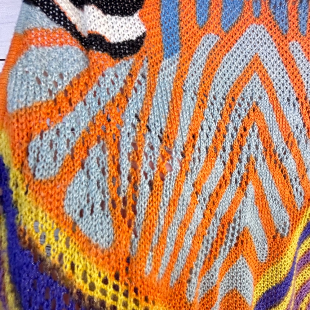 Artsy Pointelle XL Bright Geometric Animal Print Asymmetrical Knit Tunic Top - Picture 12 of 12